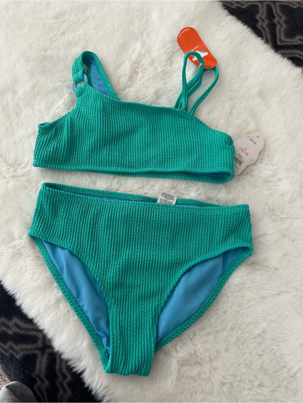 No Boundaries Girls Teal Textured Two-Piece Swimset